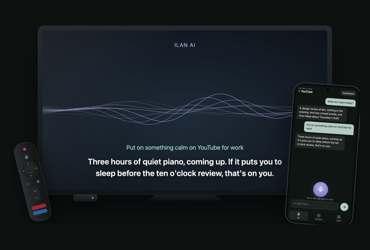 The TV That Talks Back - a spare TV box showing a wall dashboard and a voice AI, driven from a phone app