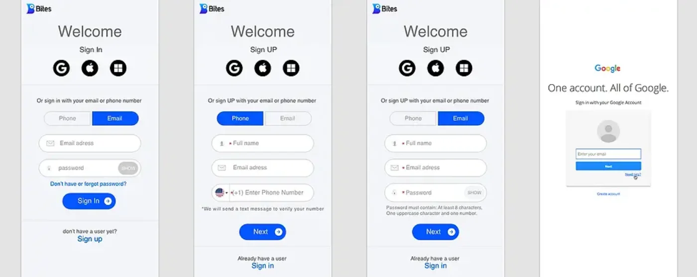 Bites UX flow