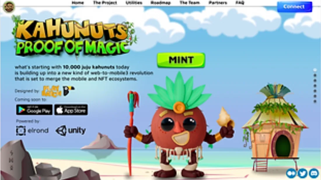 KaHuNuts website - home and mint